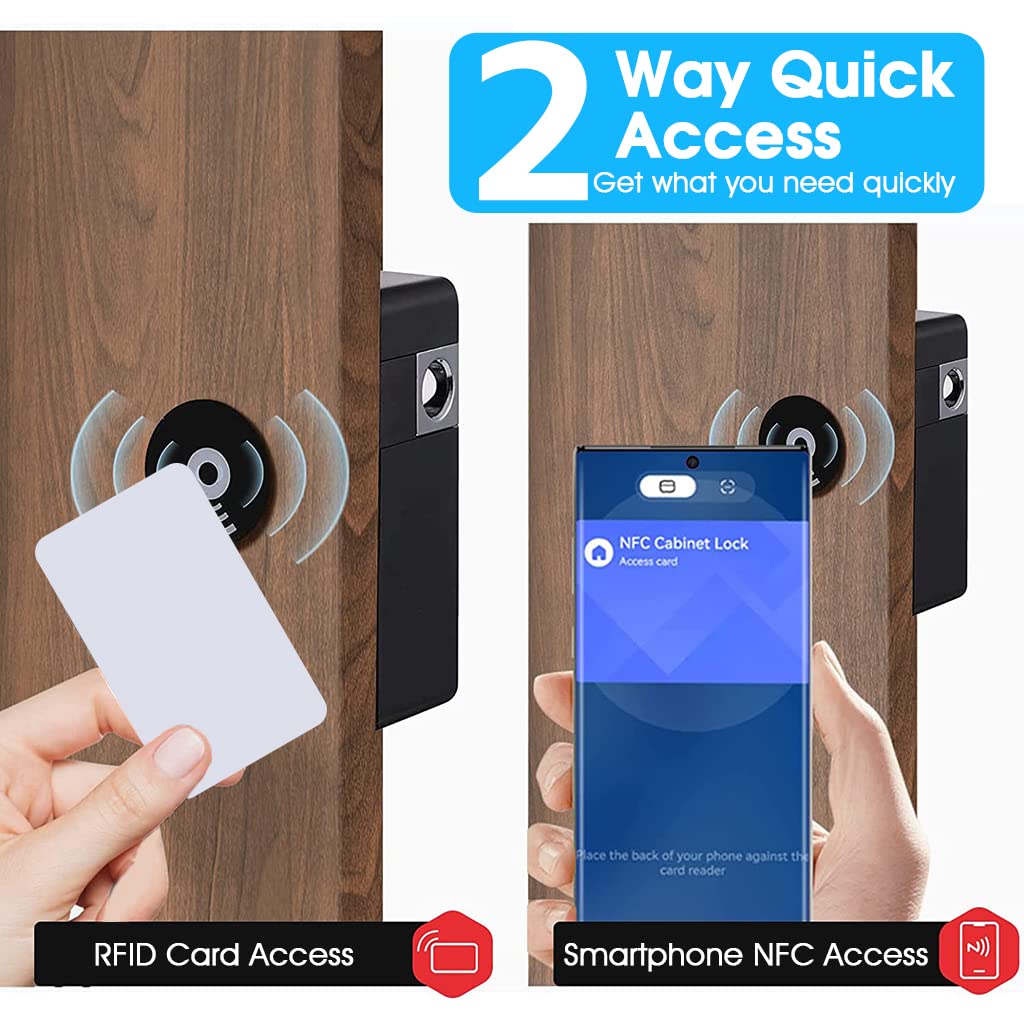 HASTHIP Cupboard Lock Smart APP & NFC RFID Lock for Cabinet Lock for Drawer Steel Solid Lock Core Invisible Lock Cabinet Card Sensor with 5CM Sensing Distance Lock Anti-Theft Smart Lock For Drawer