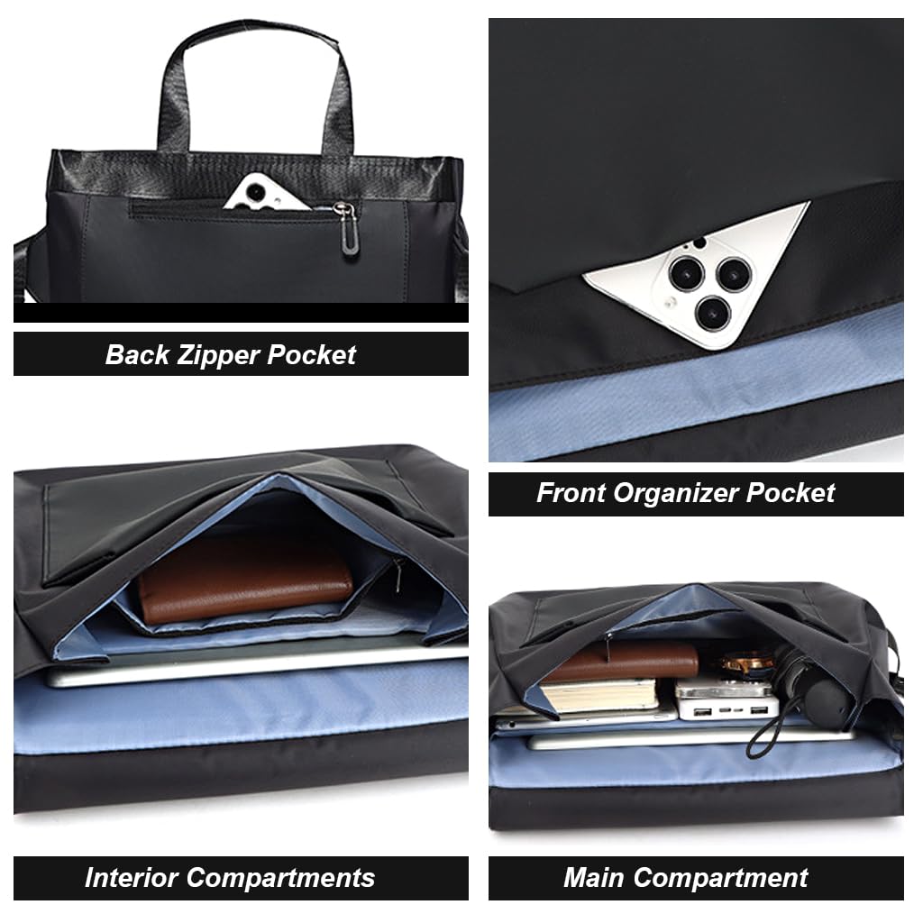 GUSTAVE Fashion Satchel Bag for Men Waterproof Polyester Crossbody Bag with Handle Multi Layer Travel Shoulder Bag Tote Bag for Men Lightweight Messenger Bag Casual Bag Day Bag, 32x25cm