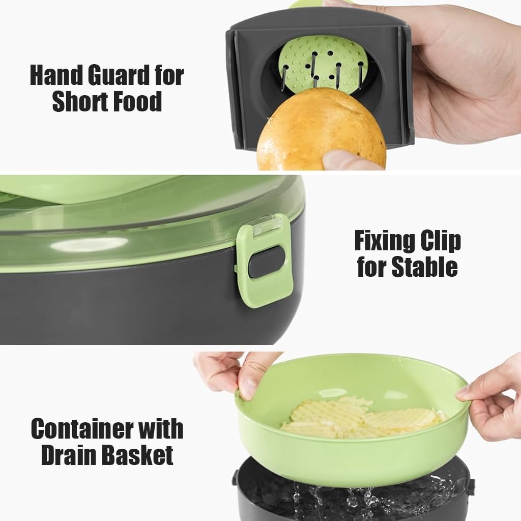 HASTHIP Vegetable Chopper Food Grater Slicer 8-in-1 Kitchen Vegetable Processor Large Capacity Salad Maker Double Layer Vegetable Chopper with Drain Basket with Hand Guard & Egg Seperator