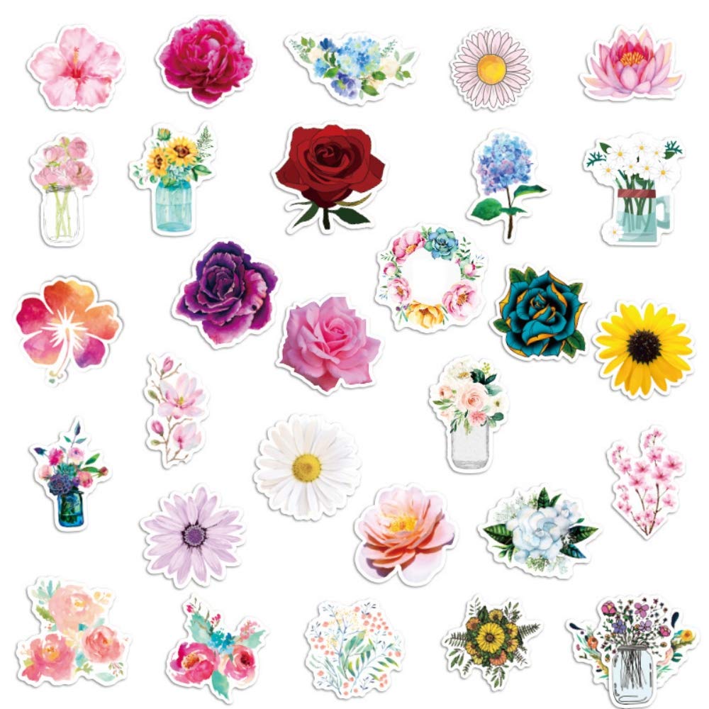HASTHIP Polyvinyl Chloride Waterproof Spring Flower Plant Stickers for Children and Adults (Multicolour) - 46 Pieces