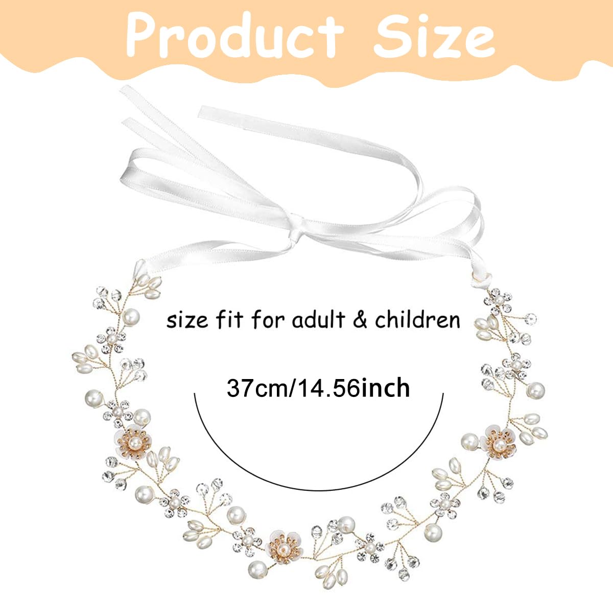 SANNIDHI Princess Hairband Tiara for Girls Kids, Flower Crown for Girls, Pearl Wedding Hair Accessories Stylish Crown for Baby Girl, Crystal Bridal Hair Band for Women Girls Daily, Party, Photography