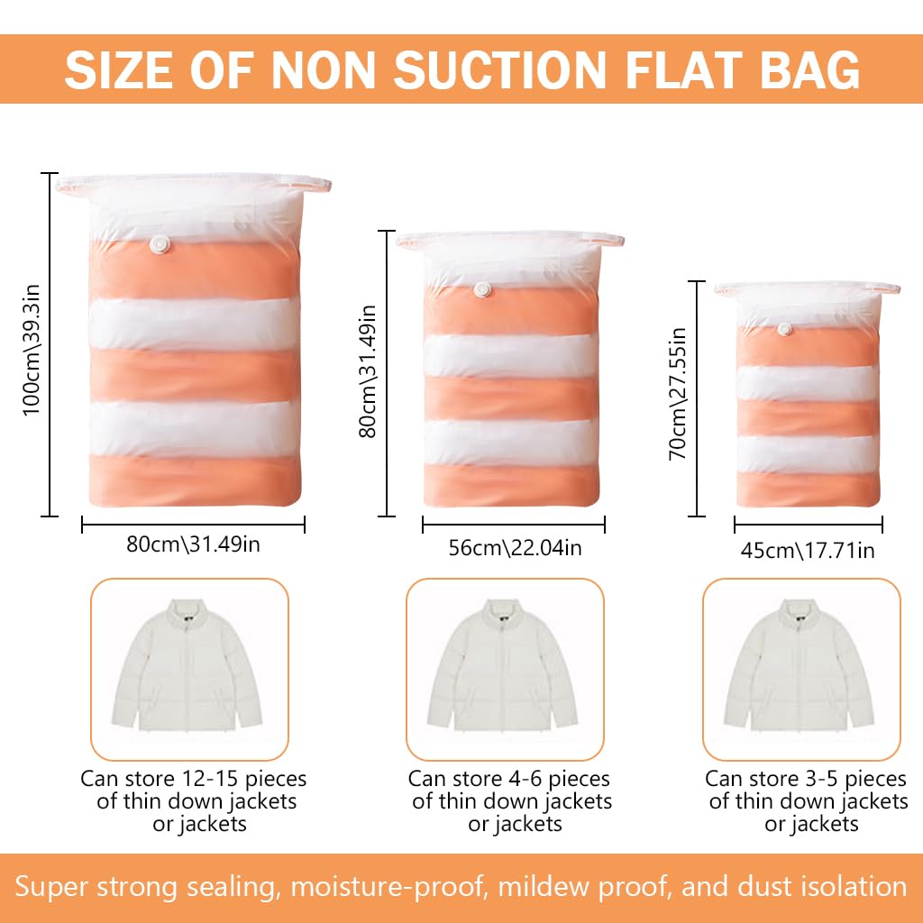 HASTHIP 6-Piece Vacuum Compression Storage Bags, No Need Pump to Use, Space-Saver for Clothes Bedding, Ideal for Travel & Home Organization (3 Sizes)
