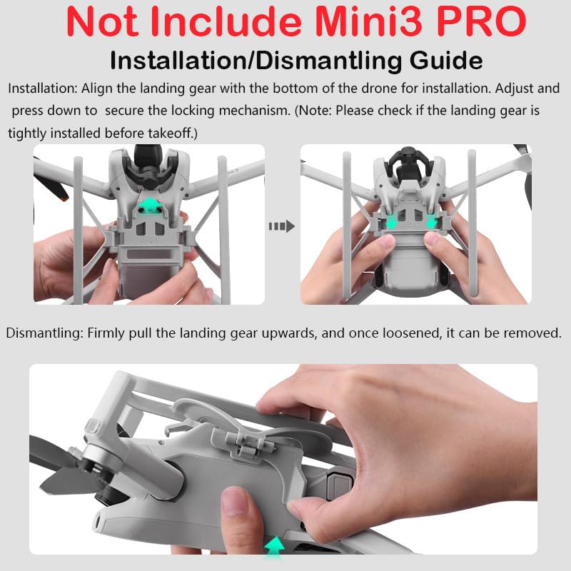 PATPAT 26Mm Landing Gear For Dji Mini 3 Pro Foldable Landing Rack For Dji Mini 3 Pro,Ultra Lightweight Landing Gear For Dji Mini 3 Pro,Not Include Dji Mini 3 Pro,Grey