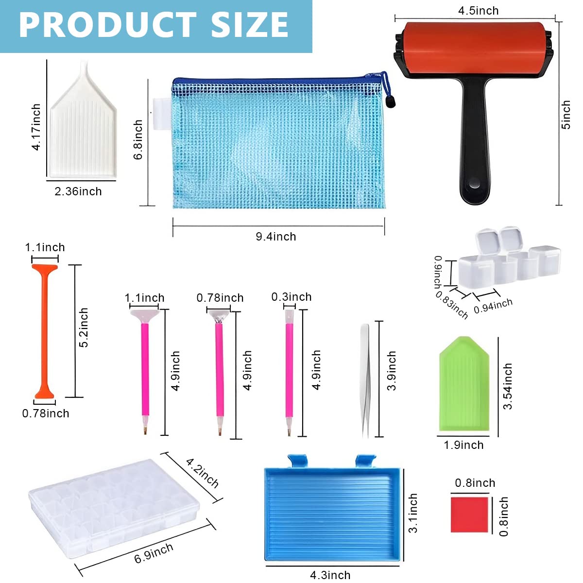 HASTHIP 5D DIY Diamond Painting Tools and Accessories Kits with Diamond Painting Trays and 4 Pens, Diamond Roller, 28-Grids Diamond Organizer, Diamond Art Painting Tool Kit (Without Diamonds)