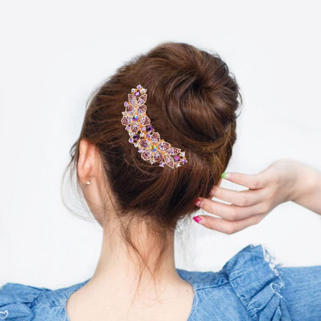 PALAY Metal Hair Clips for Women Stylish Latest Rhinestone 7-Claw Side Comb Clips for Hair for Women, Non-slip Bun Hair Comb Pin Hairpin Hair Accessories Ladies Gift