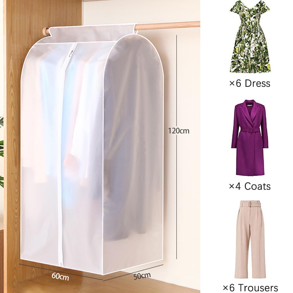 HASTHIP Wardrobe Hanging Clothes Storage Bag, 43 Inches Hanging Garment Bags for Clothes Garment Protector Rack Cover for Suit, Coat, Gusseted Garment BagBottom Enclosed