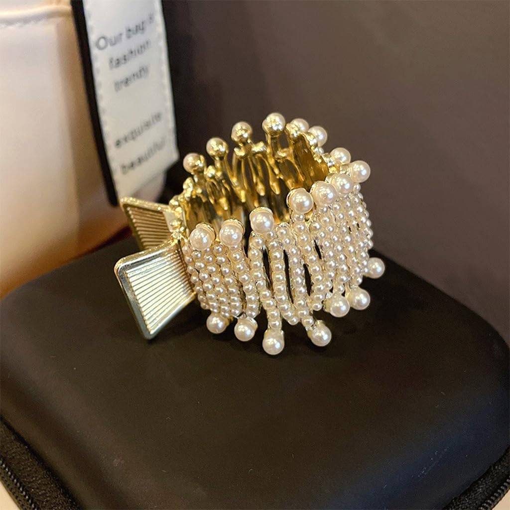 PALAY 3pcs Ponytail Holder Hair Claw Clips for Women, Metal Ponytail Hair Clip, Rhinestone Claw Clips Aesthetic 1.77Inch Small Hair Clips for High Ponytail Thick Long Hair (Gold)