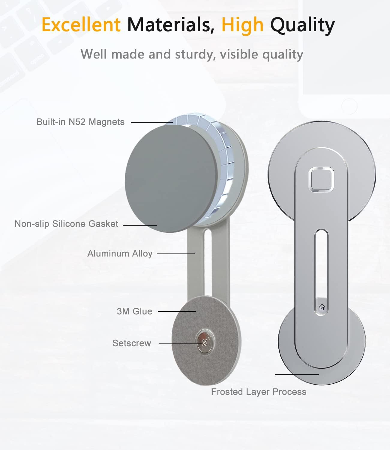 Verilux Magnetic Phone Holder for Laptop Designed for iPhone 14/13 / 12 Series MagSafe, Dual Screen Laptop or Desktop Monitor Side Mount Phone Holder Computer Monitor Extension Bracket