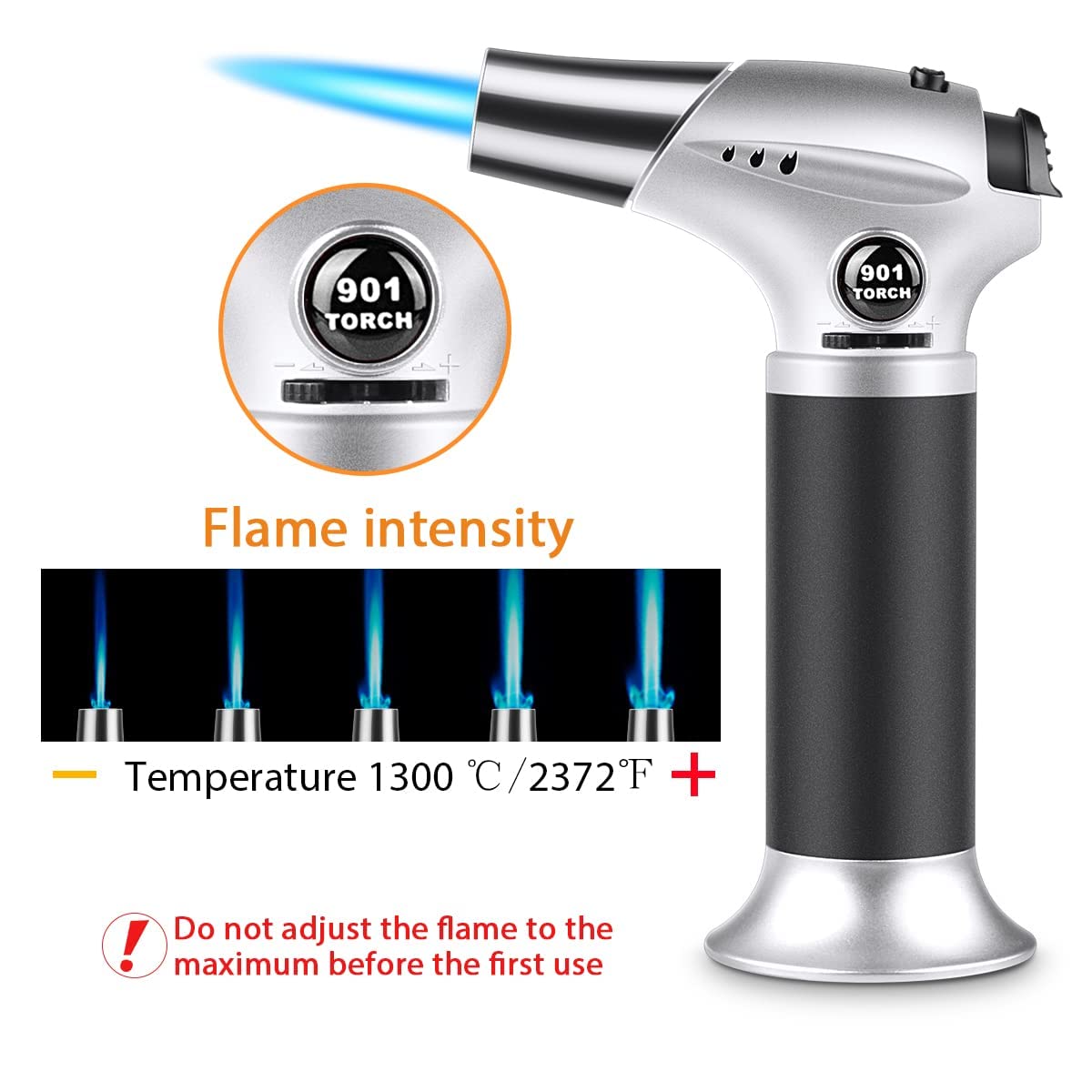 HASTHIP Blow Torch, Adjustable Flame Auto Ignition Flamethrower, Butane Gas Torch Lighter, Blow Torch for Cooking, BBQ, Baking, Brulee, Creme, DIY Soldering (Butane Gas Not Included)