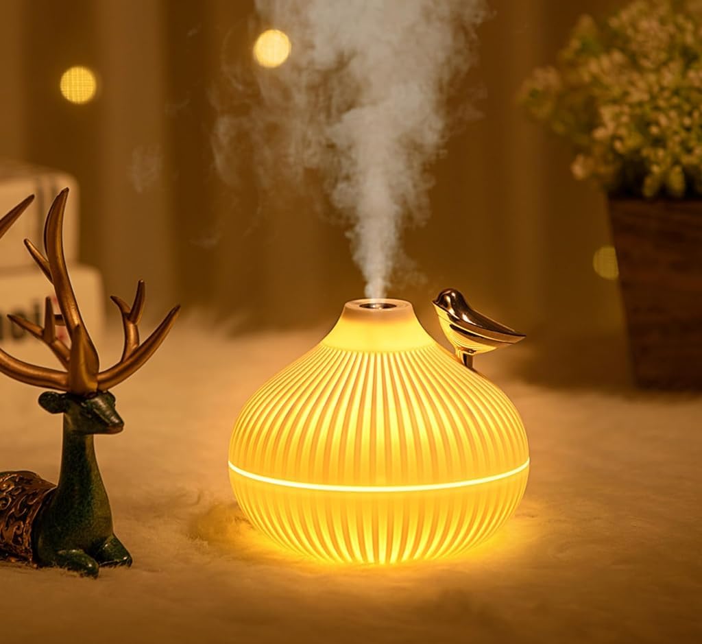 HASTHIP Mini Air Humidifier - Cute Onion Shape Portable Small Humidifier, Silent Air Humidifier with 2 Modes, Cool Mist Humidifiers Essential Oil Diffuser with Warm LED Light (300ml)