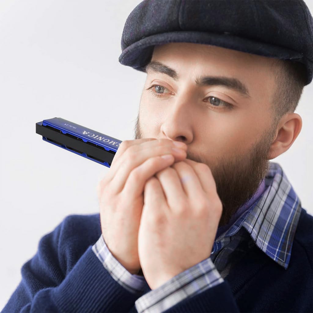 HASTHIP Harmonica, Blues Harmonica Key of C, Blues Folk Mouth Organ Harmonica 24 Holes 48 Tones Standard Harmonica For Adults, Professionals, Beginners and Students
