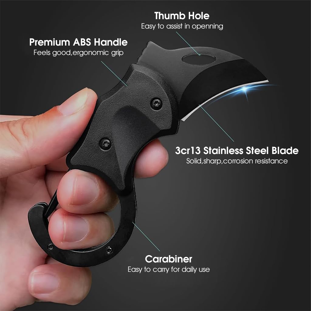 Proberos Pocket Cutter for Keychain Stainless Steel Mini 1.34 Inches Folding Cutter with Quick Release Carabiner Box Opener Cutter Self- Defence Gadget Multifunctional Folding Cutter