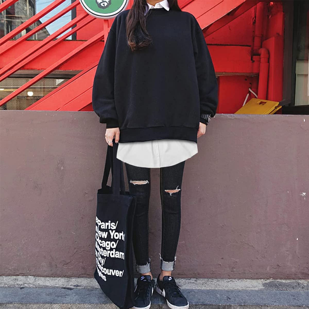 PALAY 2pcs Shirt Extender for Women Adjustable Layering Fake Top Lower Sweep Shirt Half-Length Mini Skirt Hemline, Size L, Black & White