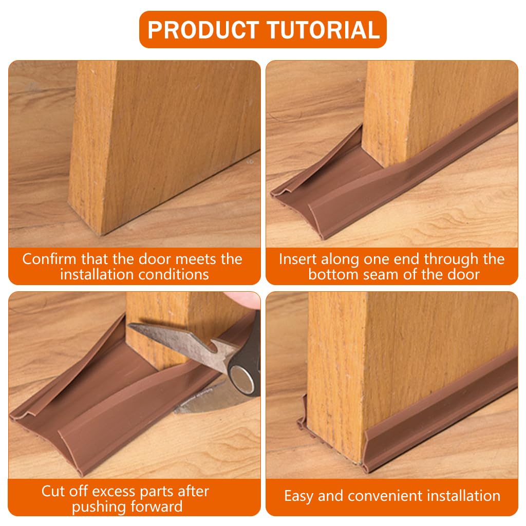 HASTHIP 2Pcs Door Bottom Sealing Strips Door Sweep 37.7 Inches Door Seal Rubber Gap Seals Triple Layer Door Sweep Brush Self-Adhesive Door Seal Weather Proof Noise Reduction Door Seal
