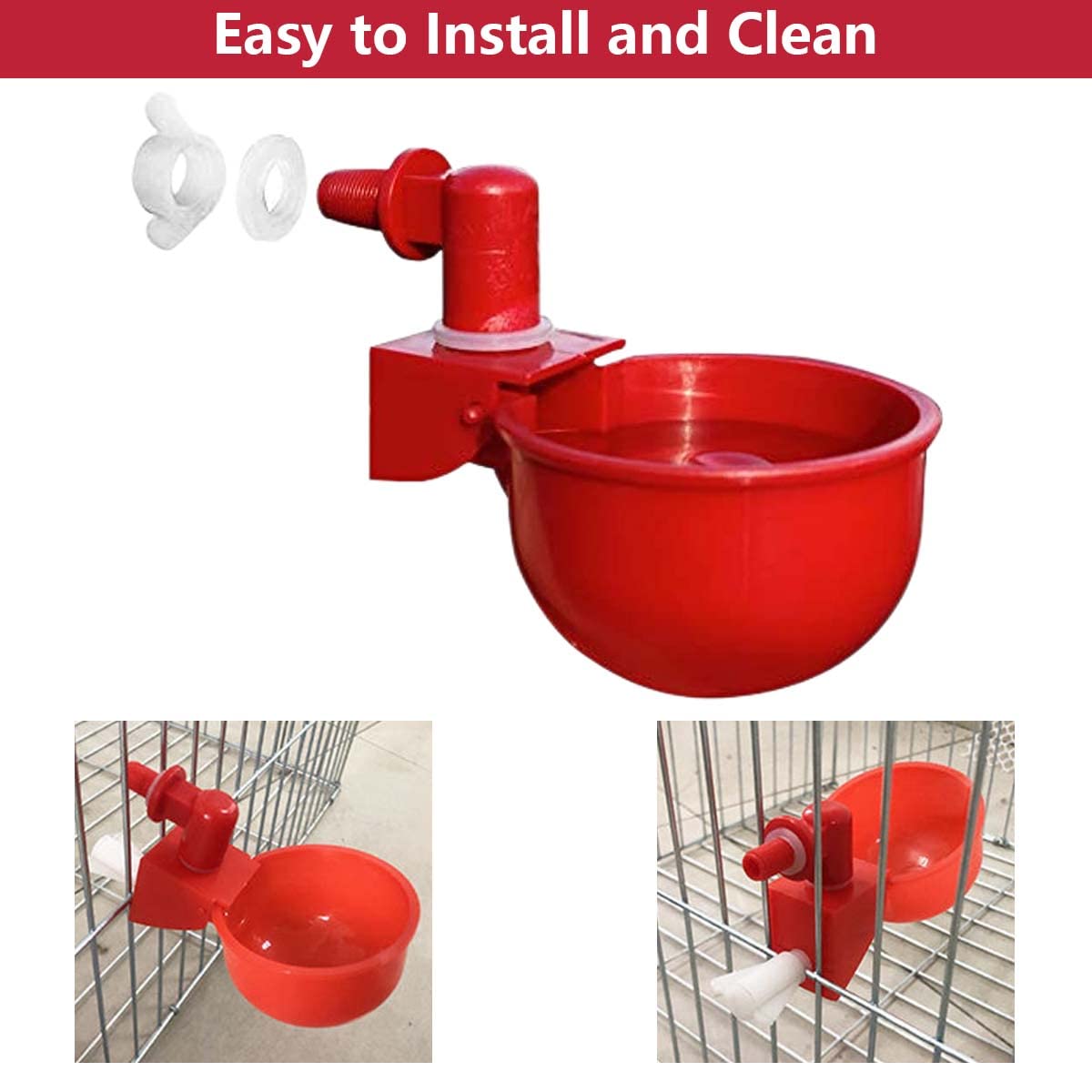 HASTHIP 6 Pcs Chicken Feeder Cup, Poultry Farm Equipment, Chicken Drinking Cup On Barrel Chicken Feeder and Drinker Auto Refill Water, Chicken Duck Drinker Chicken Water Cup for Poultry