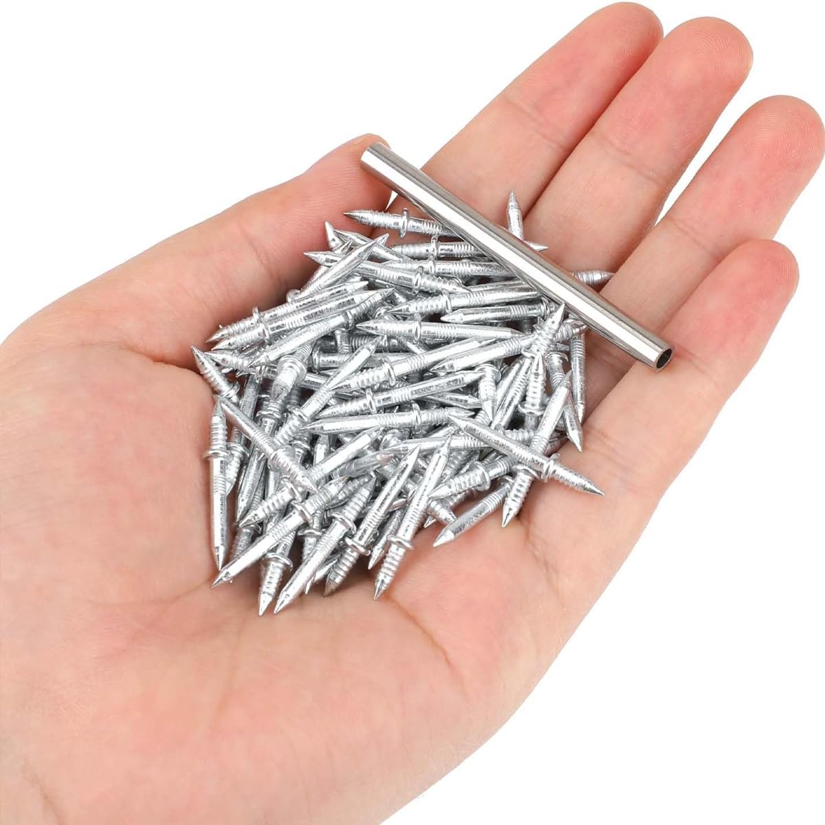 Serplex® 200Pcs Traceless Nails for Wooden Border Invisible Double-Headed Nails Threaded Screw Nails for Wooden Border Installation Home Improvement