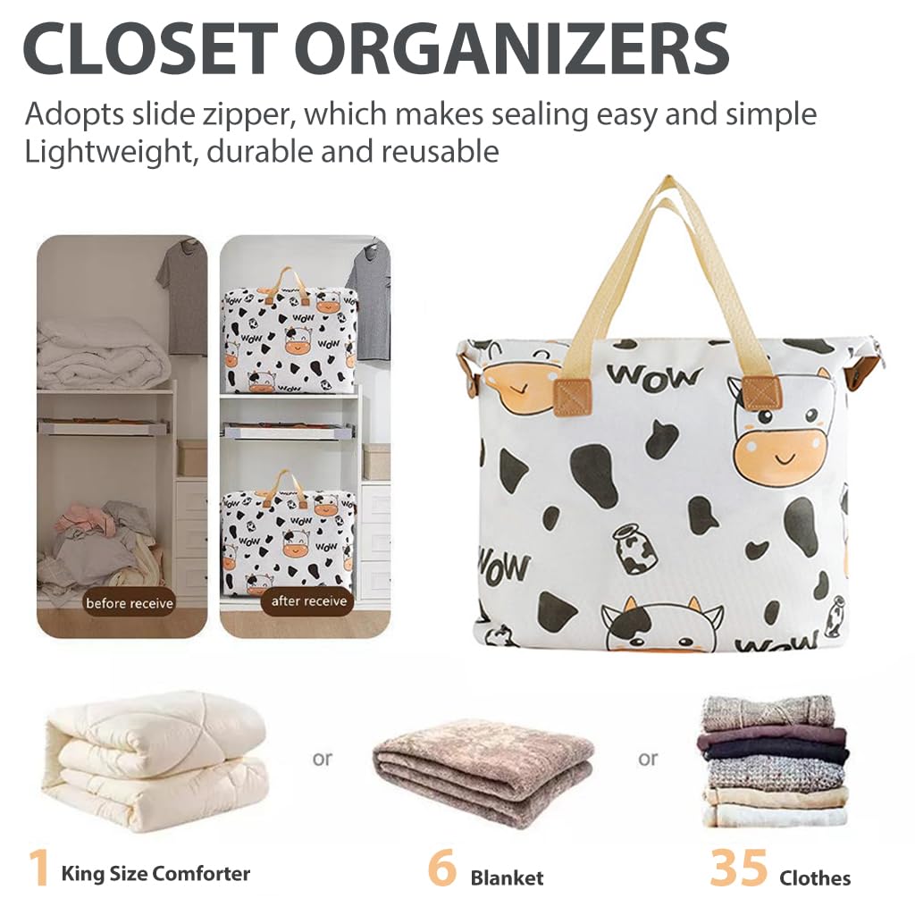 HASTHIP 4Pcs Underbed Storage Bags - Moisture Proof Storage Bag Reinforced Handle Zippered Closure Dust Proof Storage Organizer for Clothes & Blankets (4 Sizes, 45x52cm-70x82cm)