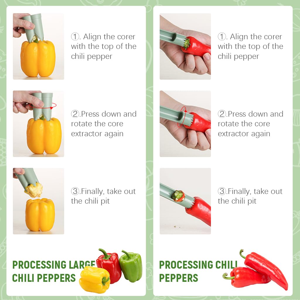 Supvox Kitchen Peper Corer for Bell Pepers & Hot Pepers 2 in 1 Pepper Deseeder Tool for Quickly Cutting and Deseeding Kitchen Plastic Pepper Deseeder Tool
