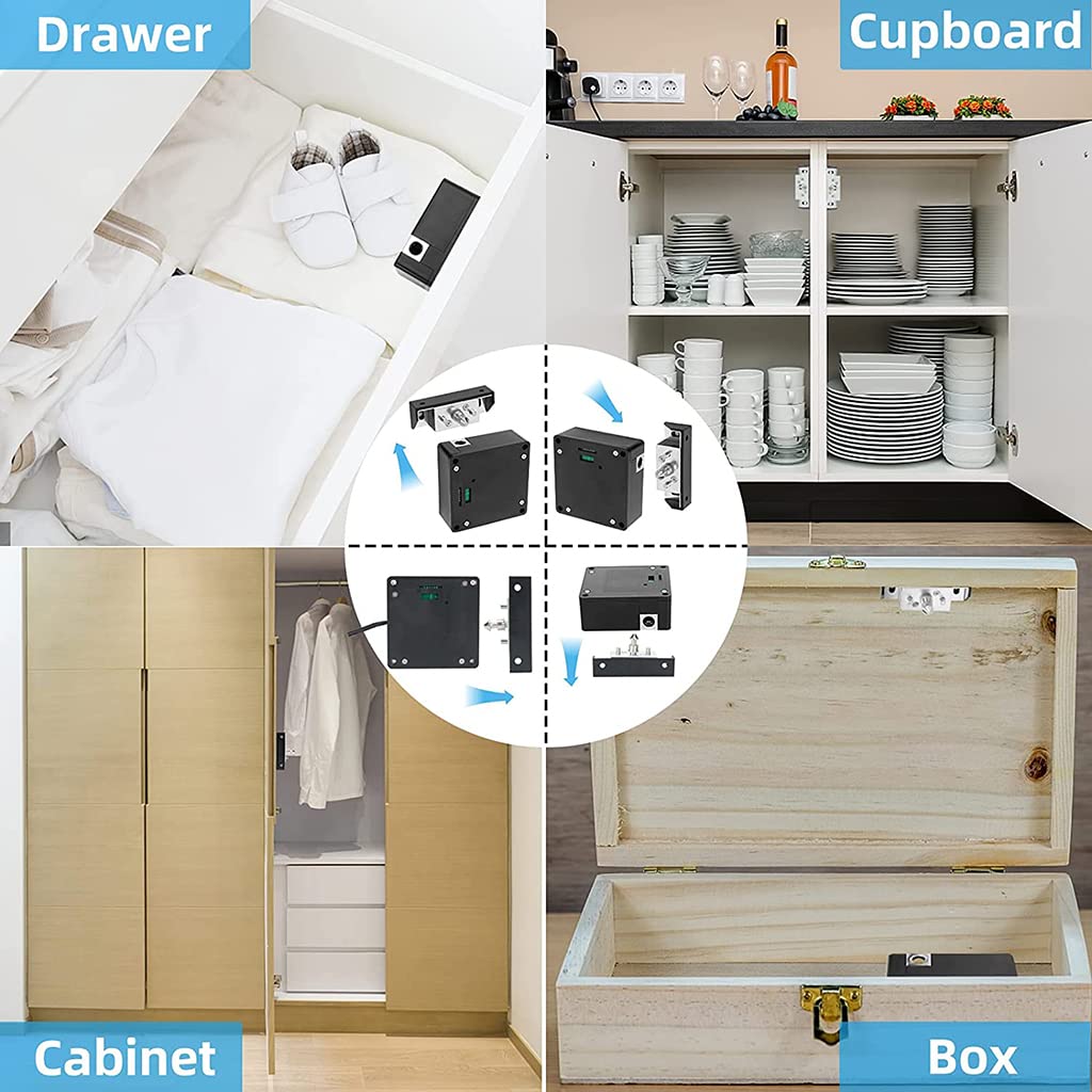 HASTHIP Cupboard Lock Smart APP & NFC RFID Lock for Cabinet Lock for Drawer Steel Solid Lock Core Invisible Lock Cabinet Card Sensor with 5CM Sensing Distance Lock Anti-Theft Smart Lock For Drawer