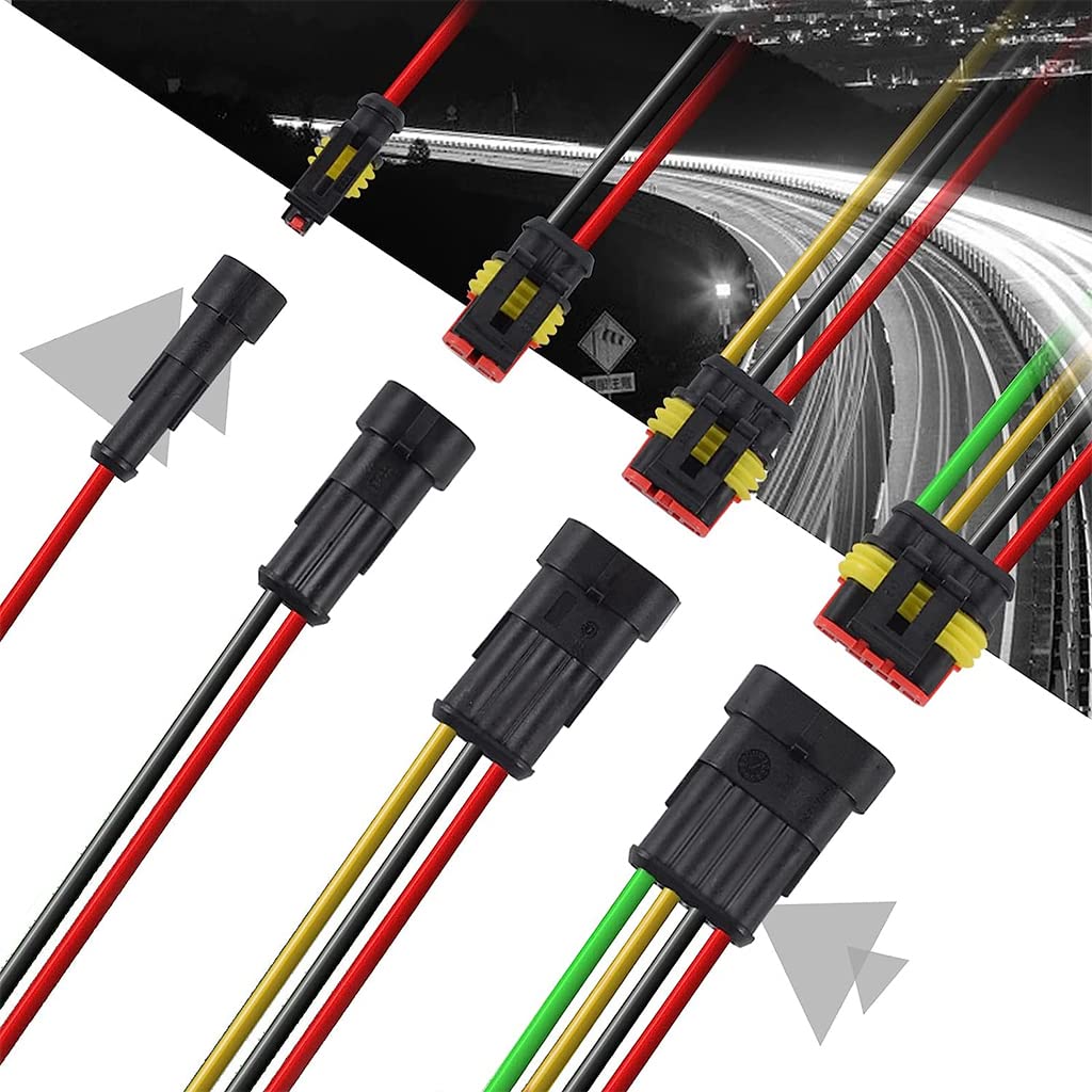 ZIBUYU 352pcs Waterproof Car Electrical Connector Terminals Automotive Electrical Wire Connector Plug Kit 1/2/3/4 Pin Connectors Male and Female
