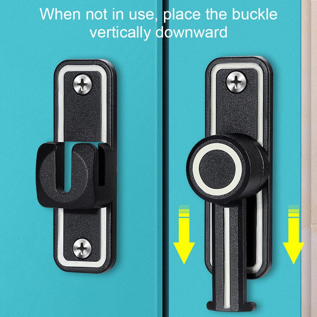 HASTHIP Door Lock Sliding Door Lock, 90°/180° Heavy Duty Barn Door Lock Hardware with Night Glow Design, Barn Sliding Door Latch Lock Suitable for Garden, Bathroom, Outdoor, Garage, Window (Black)