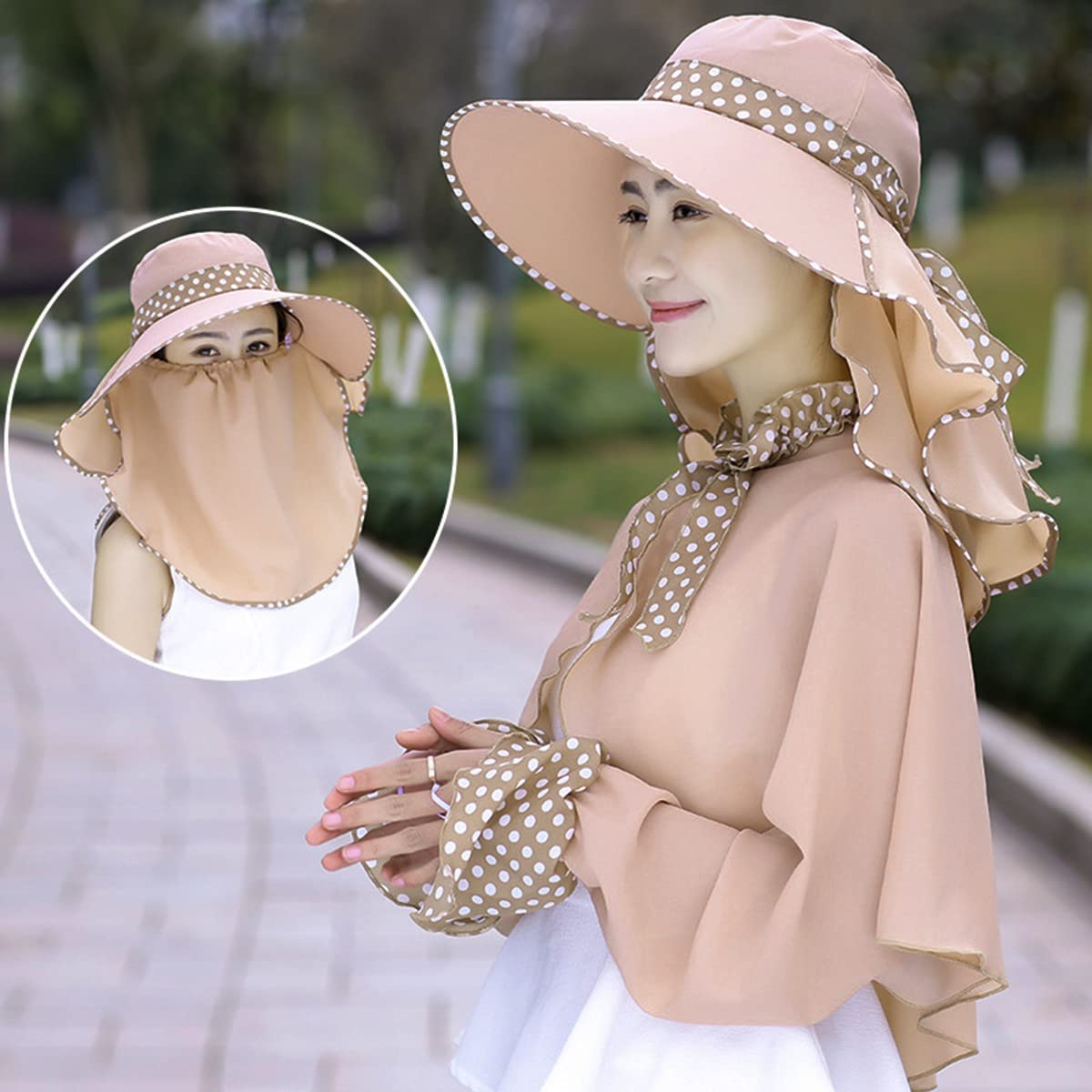 PALAY Wide Brim Hat for Women, UV Protection Sun Hats with Neck Shield Flap for Ladies, Foldable Packable Summer Cap Fishing Hiking Beach Hat (Khaki)