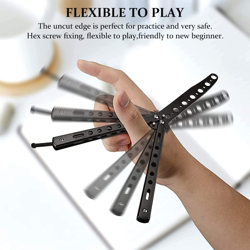 Proberos Tactical Balisong Spoon, Multifunctional 2-in-1 Stainless Steel Butterfly Spoon, Concealable, Durable for Outdoor, Trainer Multifunctional Tool for Practicing Flipping Tricks