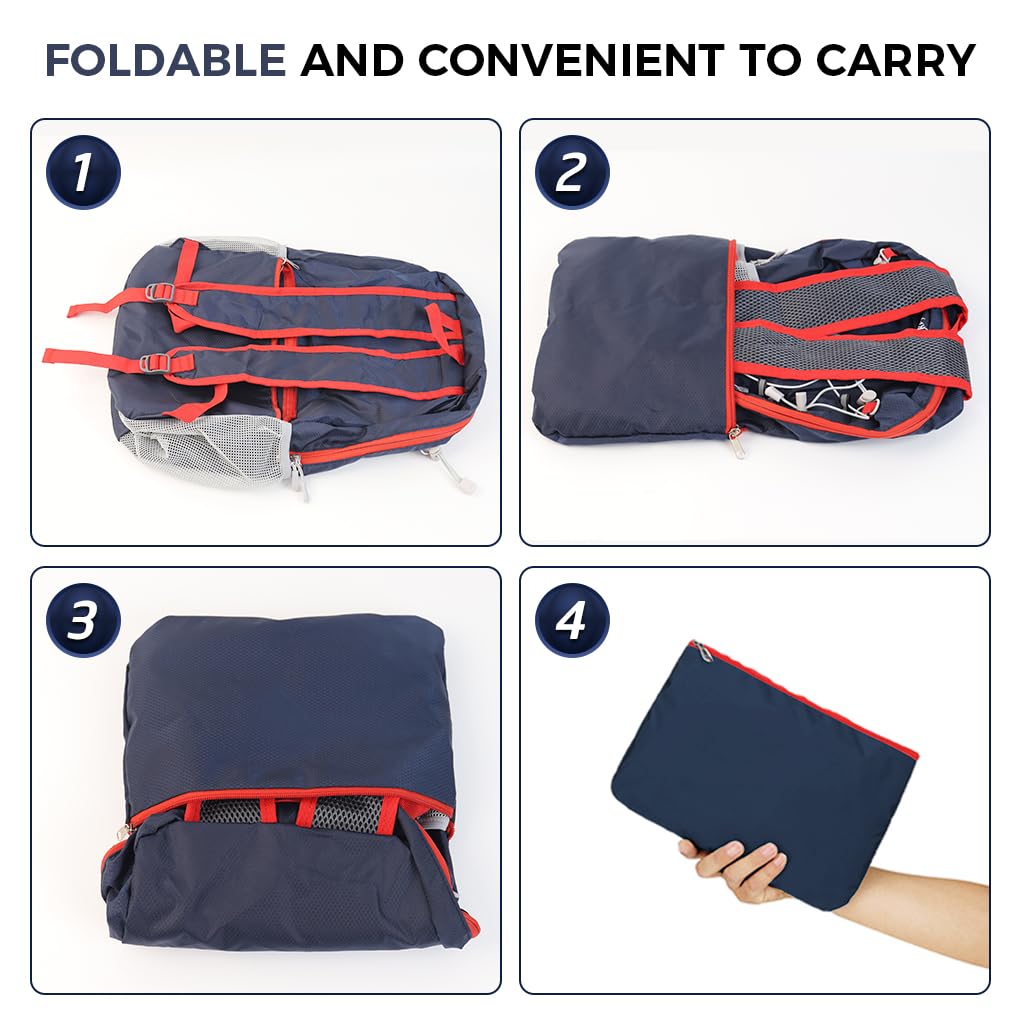 GUSTAVE Travel Backpack, Lightweight Foldable Backpack, Water Resistant Rucksack with Storage Bag Stylish Outdoor Sport Daypack for Travelling Walking Hiking Camping Biking
