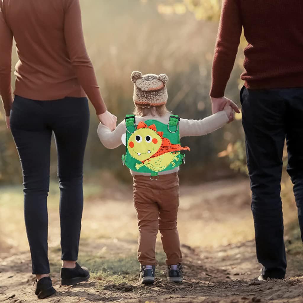 SNOWIE SOFT 3 in 1 Baby Walking Support Toddlers Walking Harnesses with Strap Cartoon Green Dinosaur Toddler Harness Kids Assistant Strap Toddler Walking Harnesses for Toddler 1-3 Years Olds