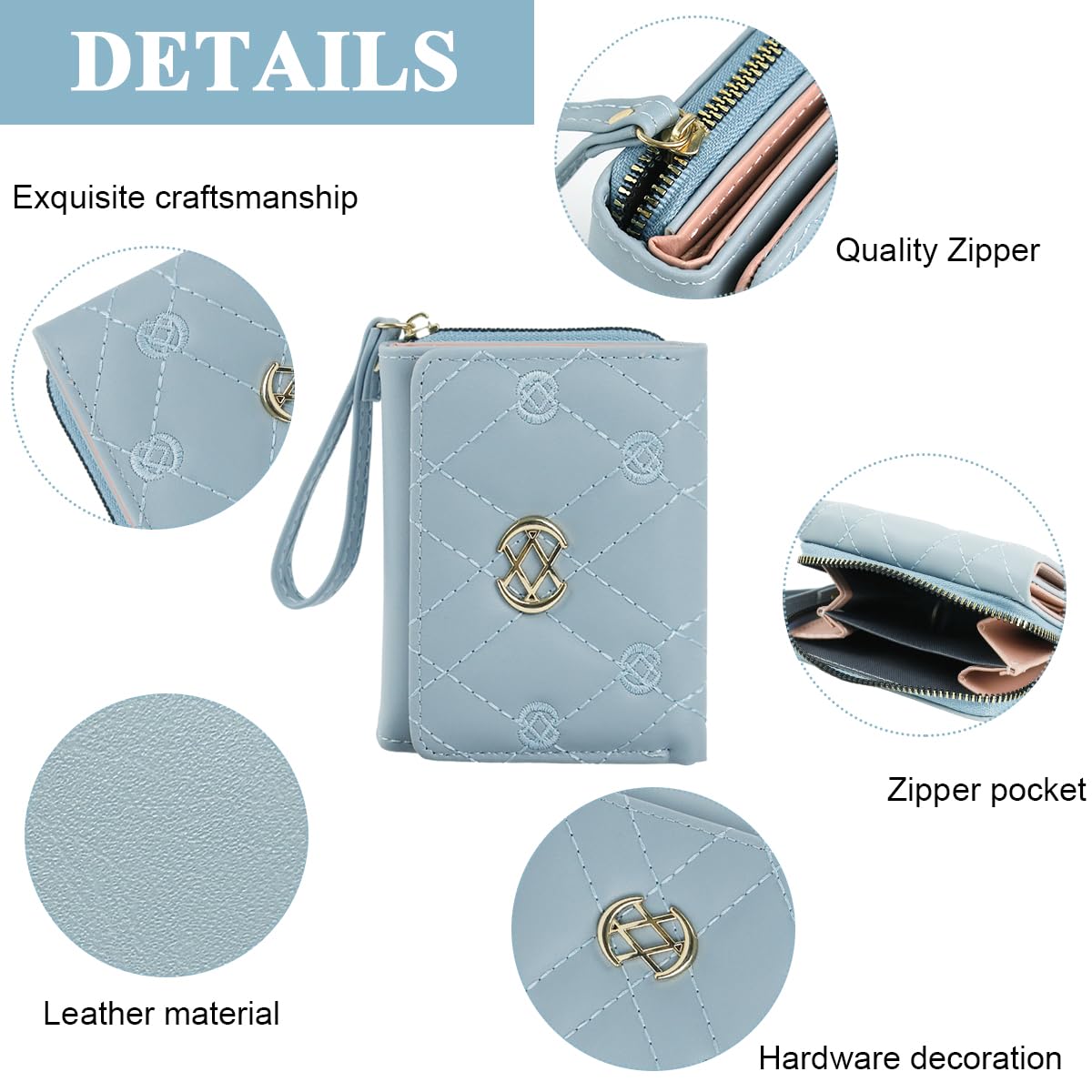 PALAY Small Wallets for Women Girls Fashion PU Leather Card Coin Small Clutch Wallet for Girls Birthday Gift, Blue