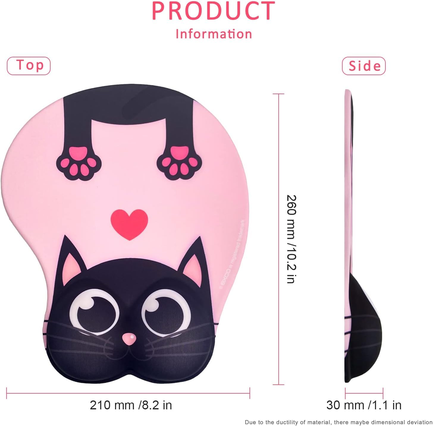 ZORBES Ergonomic Mouse Pad with Wrist Rest,Non-Slip Backing Cow Anime Cute Gel Mouse Pad Wrist Rest, Easy-Typing and Pain Relief for Gaming Office Computer Laptop
