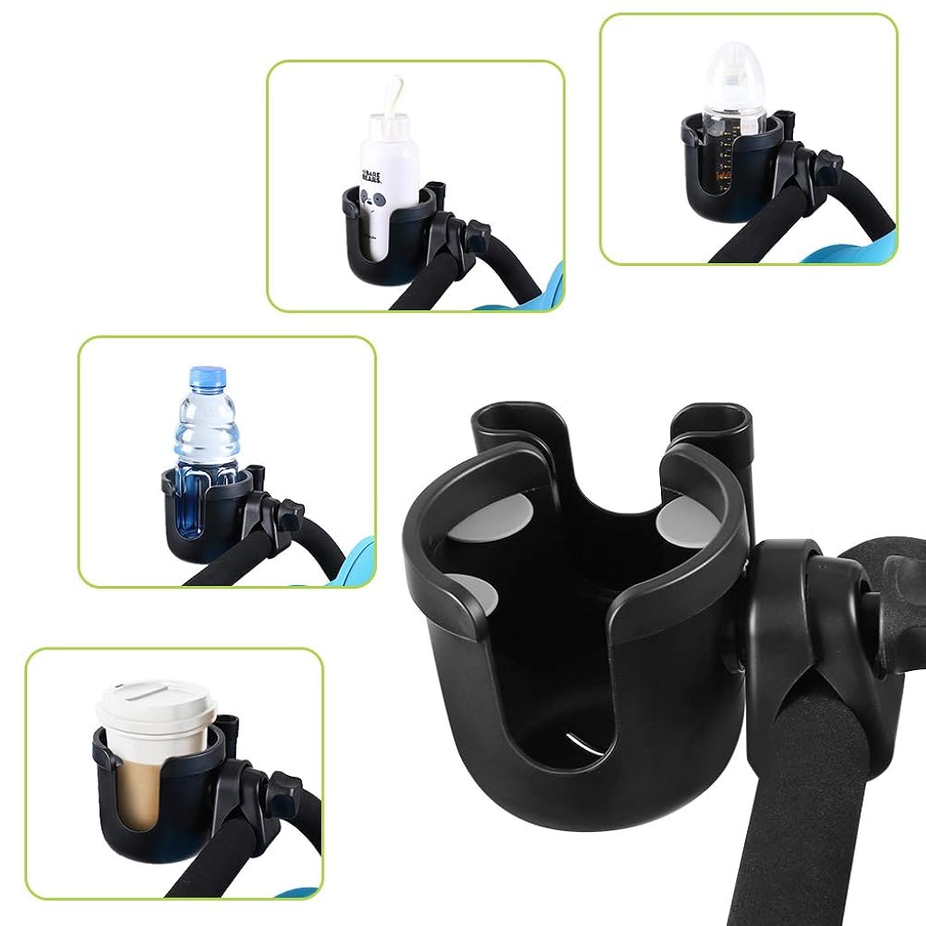 Proberos® Stroller Cup Holder with Phone Holder, 2-in-1 Cup Stroller for Bike Universal Strollers, Bike, Wheelchair, Walker, Scooter - Black
