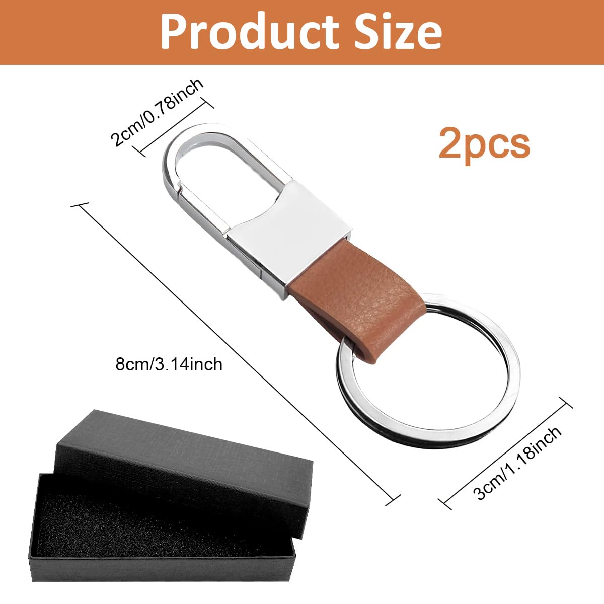 SANNIDHI 2Pcs Metal Keyrings Fashion Leather Metal Keyring Keychain Room Keyrings Car Keyrings Quick Release Keyring for Belt Loop Gift Keyrings Keychain for Men Women Couple Keyring Set