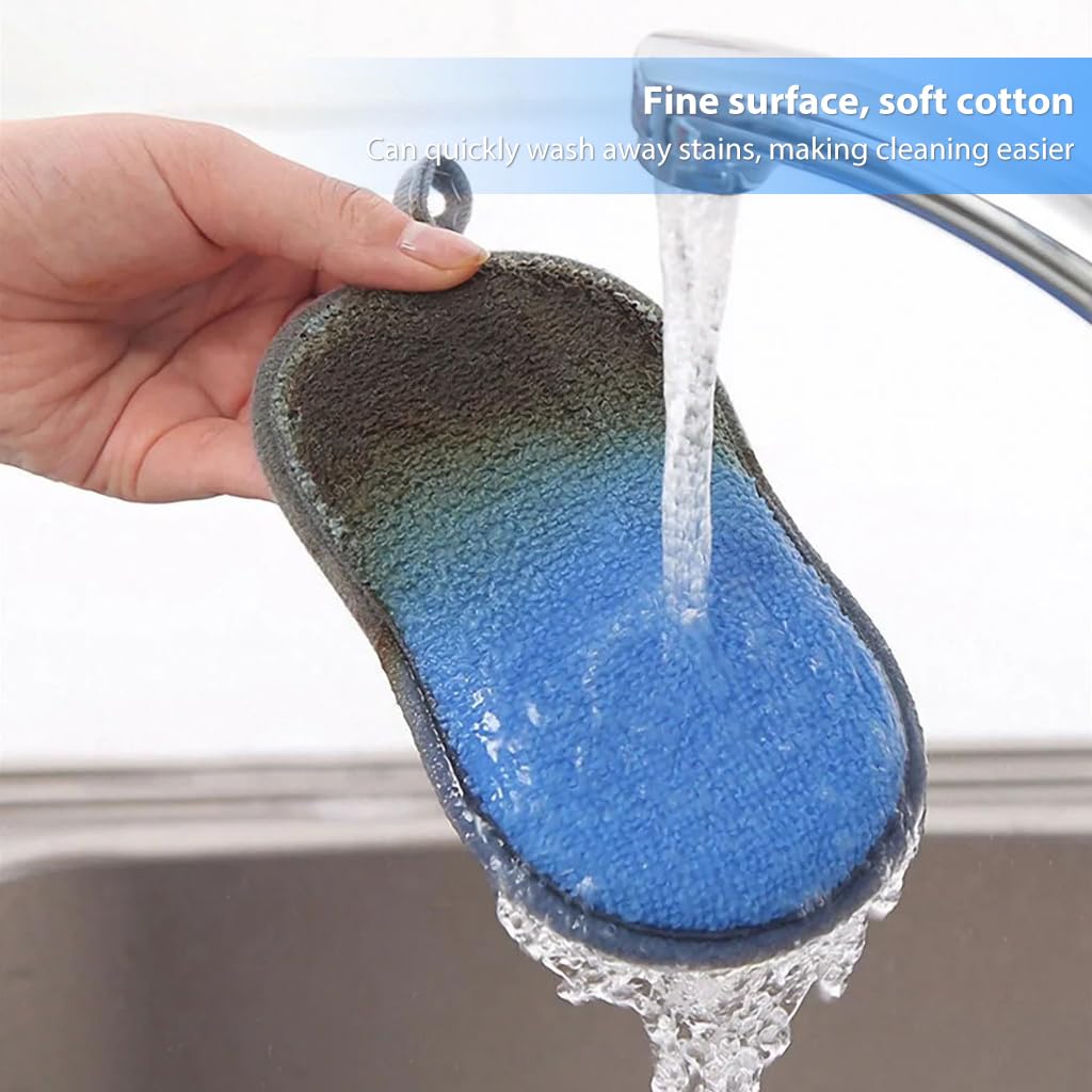 HASTHIP 6 Pack Kitchen Dish Sponge Scrubber, Durable Scrub Scouring Sponge, Non-Scratch Microfiber Sponge Heavy Duty for Da wn Dish Soap Cleaning of Sink Pans