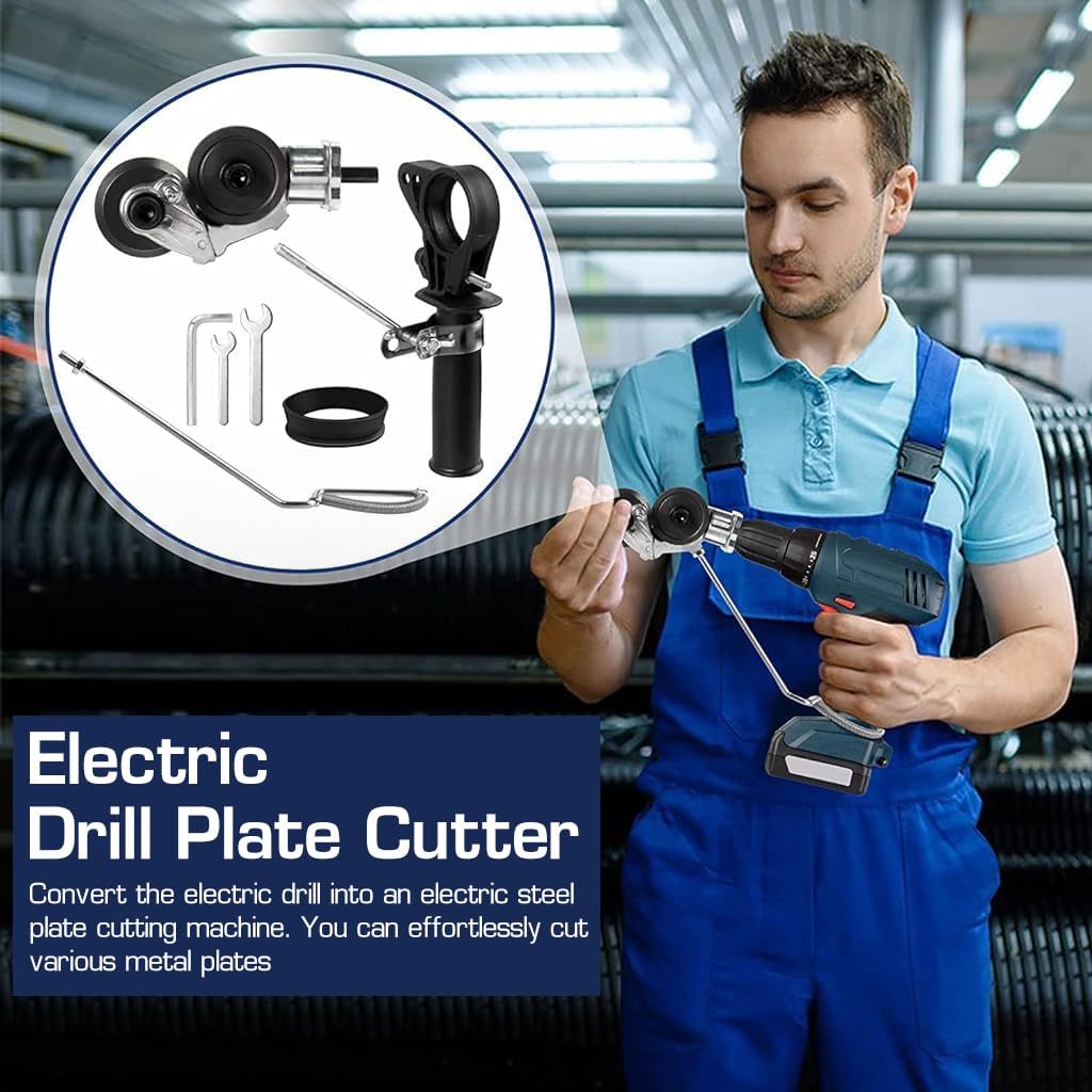 Serplex Electric Drill Shear Attachment Cutter, Electric Drill Plate Cutter Metal Nibbler Drill Attachment with adapter, Drill Machine Attachment Tools For Cutting Iron, White Sheet, Steel, Copper