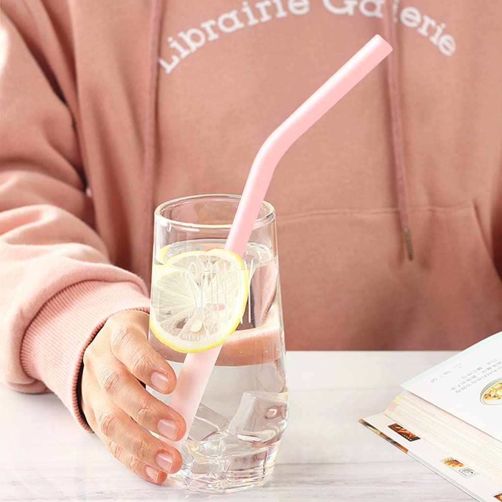 HASTHIP 4Pcs Straws for Stanley Cup, with 2 Silicone Smile Cloud Straw Caps and 1 Straw Cleaning Brush 12.2 Inches Reuseable PE Straws Replacements for Stanley 40oz Tumbler