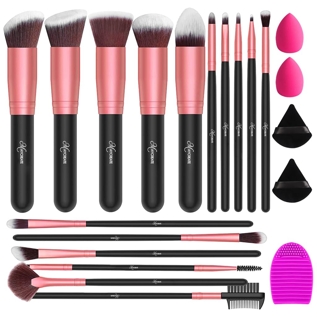 MAYCREATE Makeup Brush Set 22pcs Premium Synthetic for Foundation Powder/Concealers/Eye shadows/Blusher/Highlighter/Contour/Nose Contour/Shading/Lipstick Makeup Brushes for Beginners