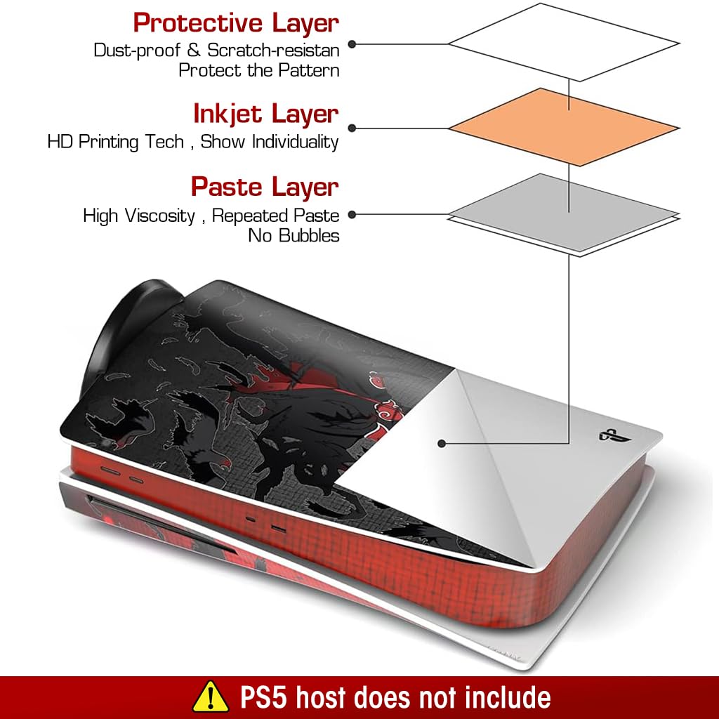 ZORBES Skin Cover Sticker for PS5 Disc Edition Game Console and Controller Uchiha Itachi Cartoon Skin Cover Vinyl Sticker Anti-Scratch Sticker for PS5 Disc Edition Anime Game Console and Controller