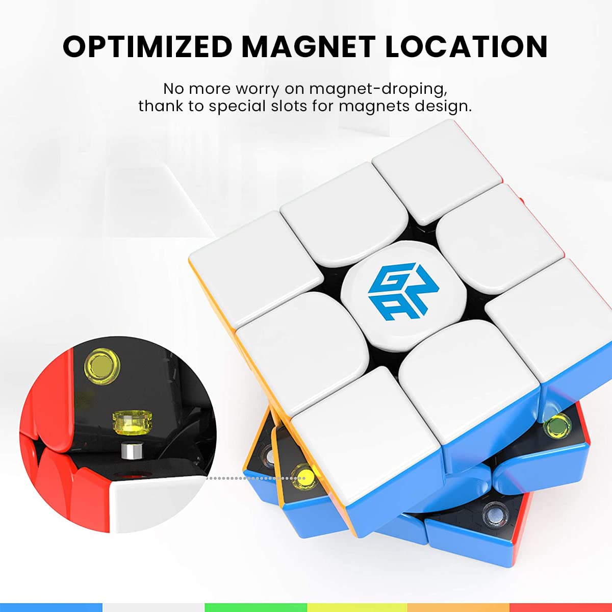 PATPAT 3x3 Magic Cube Plastic Speed Cube Puzzles Toys Magic Cube Toy Stress Anxiety Relief for Adults Kids Brain Training Magic Cube Toy