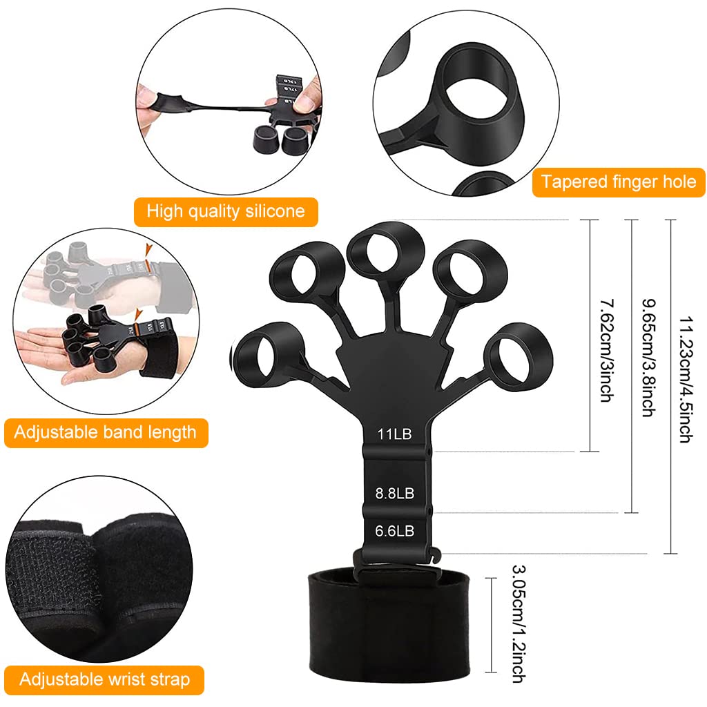 Proberos 2023 New Finger Gripper for Veins, 3 Gears Adjustable Silicone Finger Exercise Equipment For Finger Grip & Exercise, Finger Stretcher Trainer Stress Relief Improve Finger Dexterity