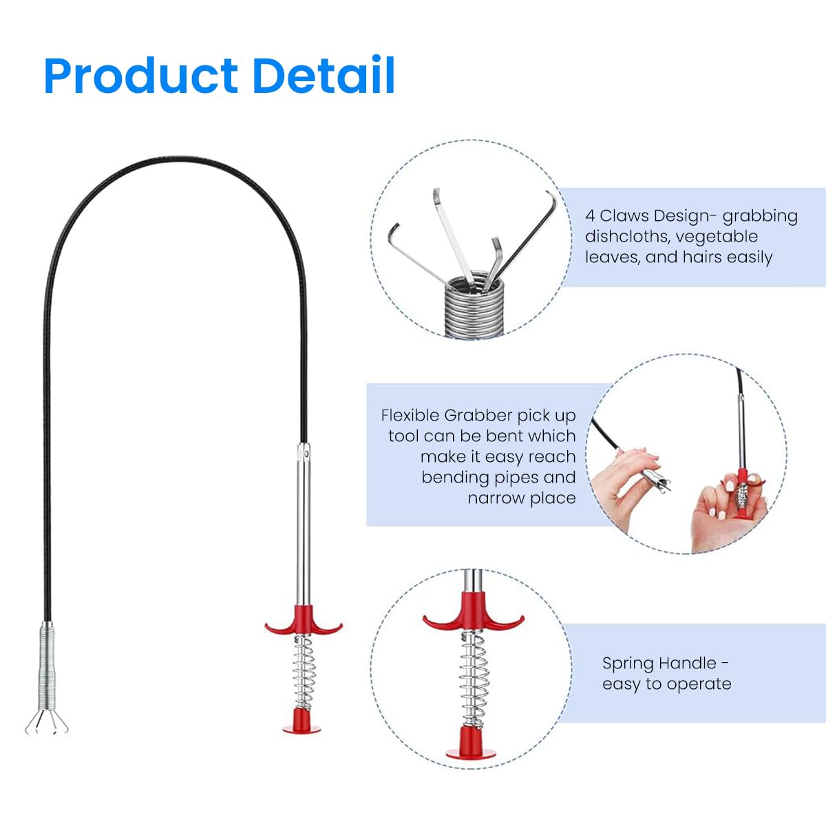 HASTHIP Magnetic Pick Up Tools Set of 4Pcs Telescopic Pickup Tools with Flexible Spring Loaded Grabber Tool & Telescopic Inspection Mirror Pocket Magnetic Pickup Sticks with Clip