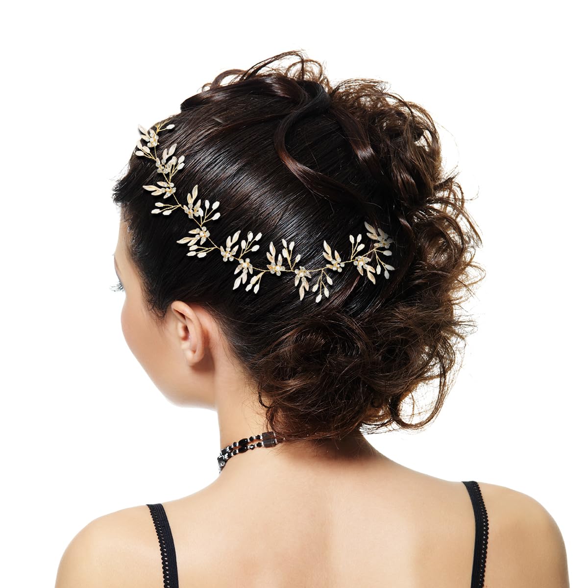 SANNIDHI Crown Hairband for Girls Pearl Flower Bridal Headband for Women Rhinestone Floral Hair Band Hair Accessories for Women Wedding Party Alloy Princess Headpiece