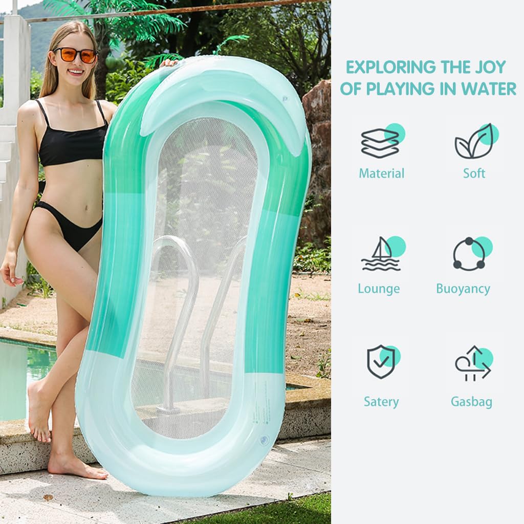 Proberos Inflatable Pool Lounger for Adult, 3.9ft Long Pool Float, Inflatable Floating Swimming Pool Lounger with Headrest, Water Floating Bed for Pool, Water Lounging Bed for Sunlight Bathing