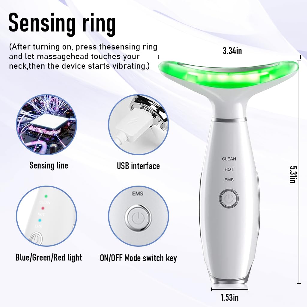 HANNEA Electric Neck Massager Machine, EMS Face Firming Wrinkle Reducing Tool Double Chin Reducer, Lifting Device Chin, Facial Beauty Machine With 3 Massage Modes