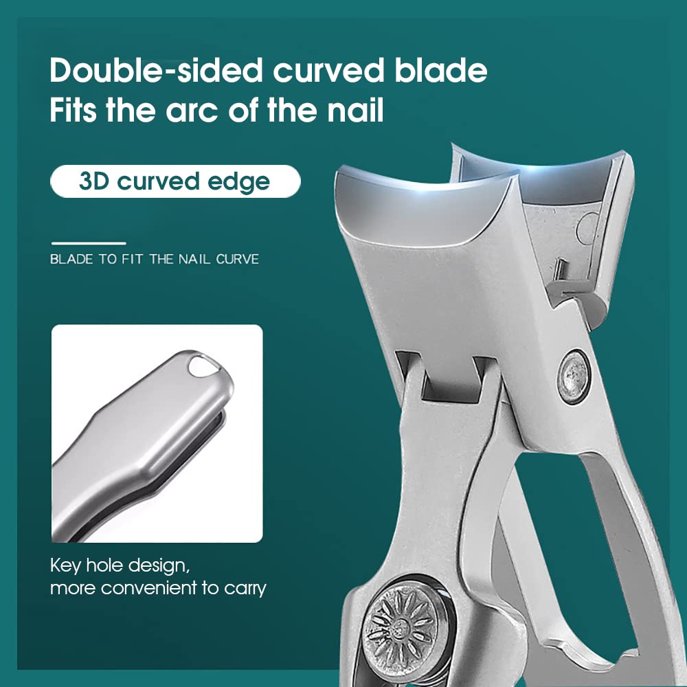 MAYCREATE Nail Clippers For Men Stainless Steel Nail Cutter with Leather Cover Toenail Clippers for Thick Nails, Professional Nail Cutter