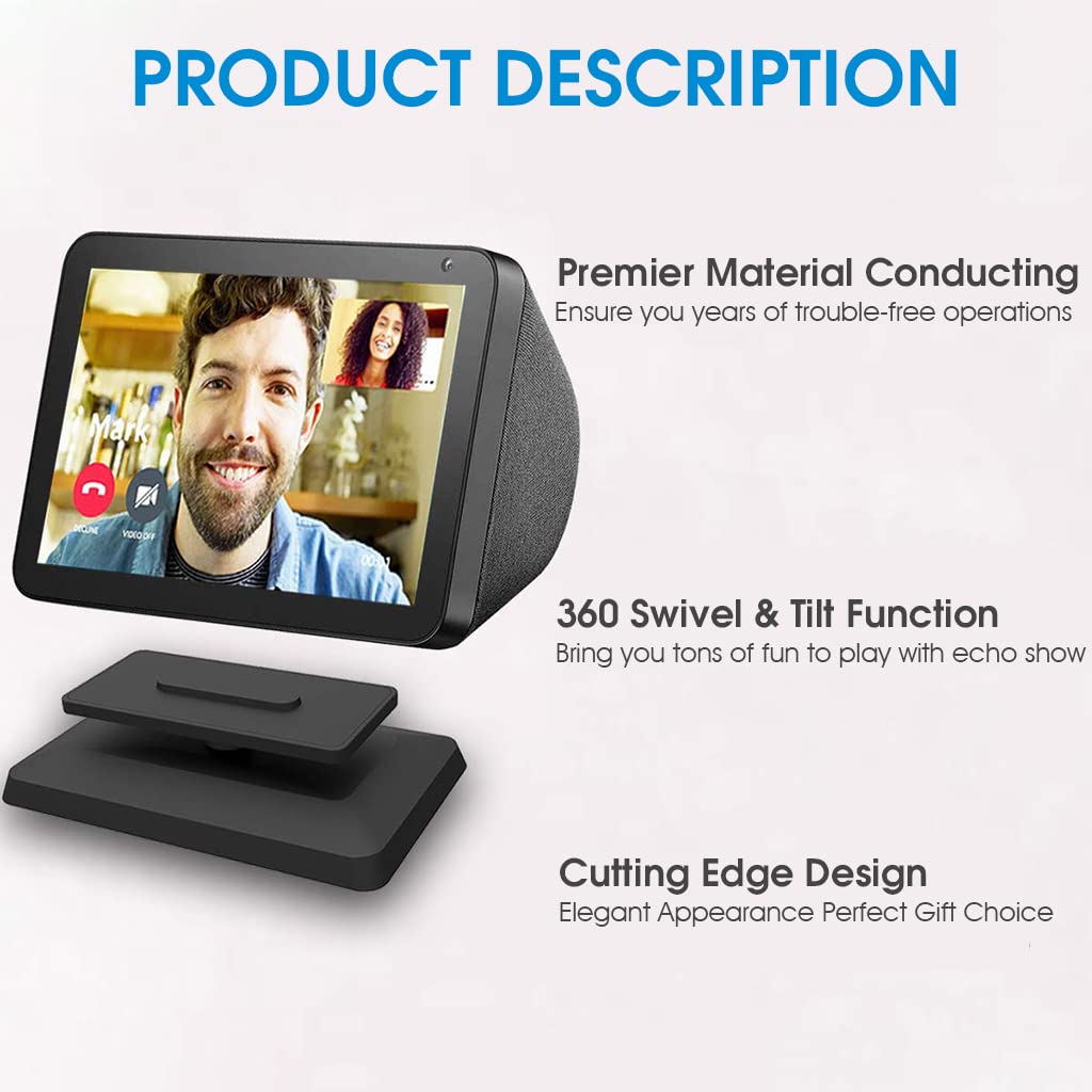 ZORBES Base Stand for Echo Show 8 1st /2nd Gen Desktop Holder for Amazon Echo Show 8, Adjustable Angle Magnetic Holder for Smart Home Monitor, Amazon Echo Show 8 Accessories(Stand Only)