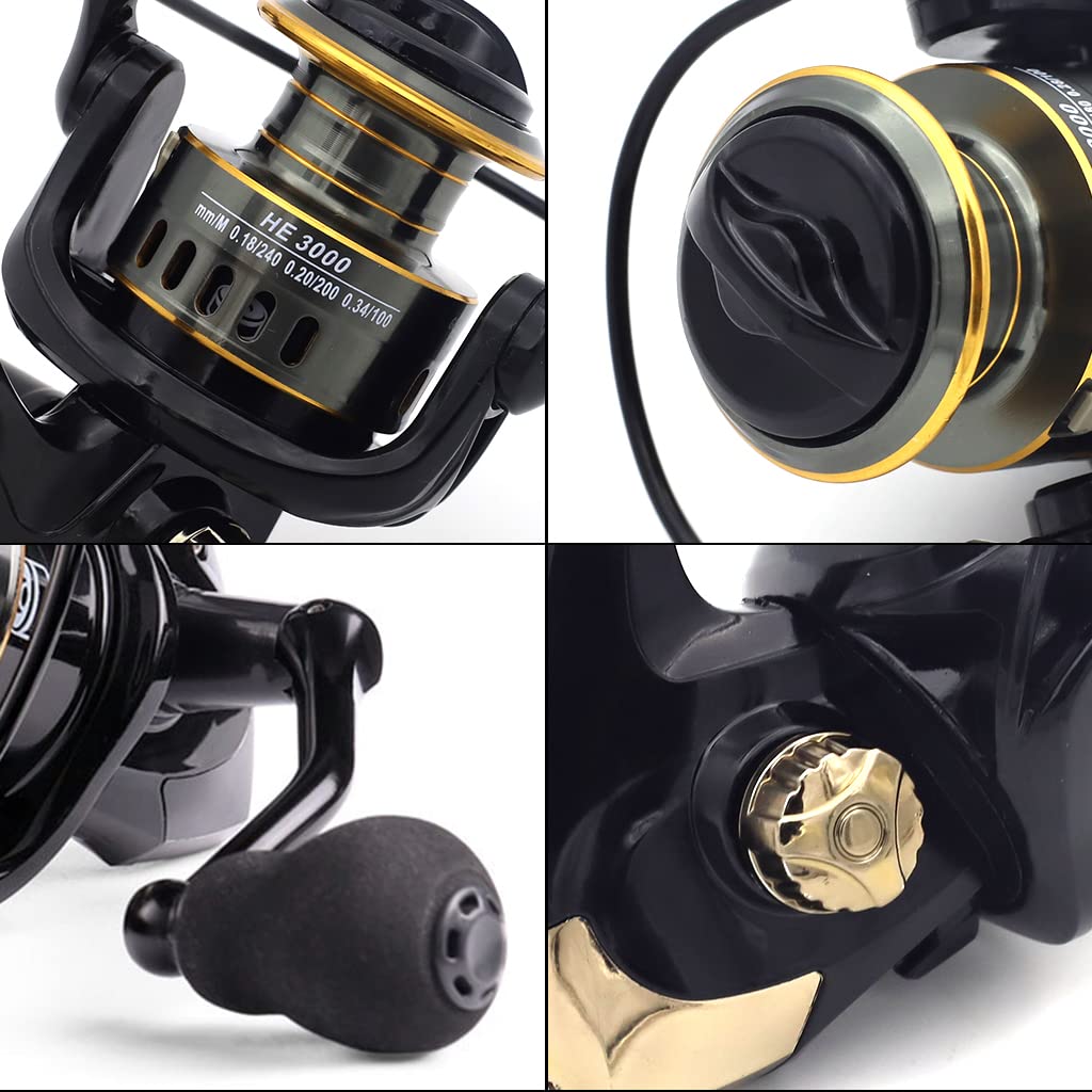Proberos Spinning Fishing Reel Heavy Duty Metal Spinning Fishing Reel Left/Right Interchangeable Metal Shaft Handle Smooth 11BB 5.2: 1 Gear Ratio for Inshore Boat Rock Freshwater Sea Fishing