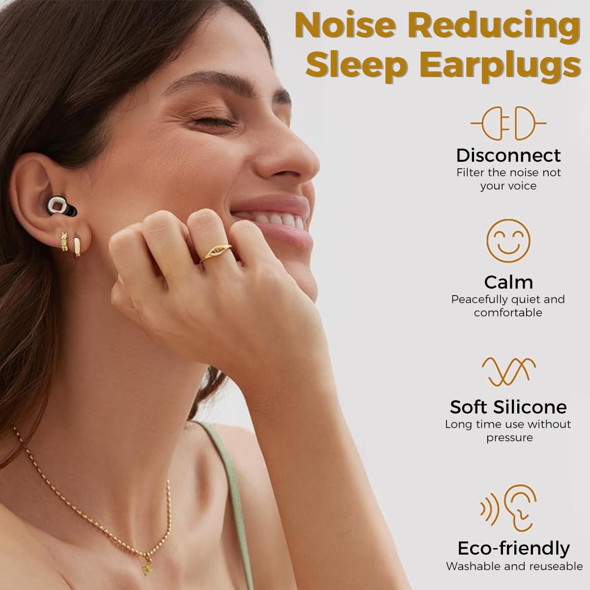 ZIBUYU Ear Plugs for Sleeping Soft Silicone Noise Reduction Earbuds Reusable Silent Ear Plugs with Storage Case, Ear Plugs for Noise Canceling Ear Plug for Sleeping, Flight, Concerts, 25dB - Black
