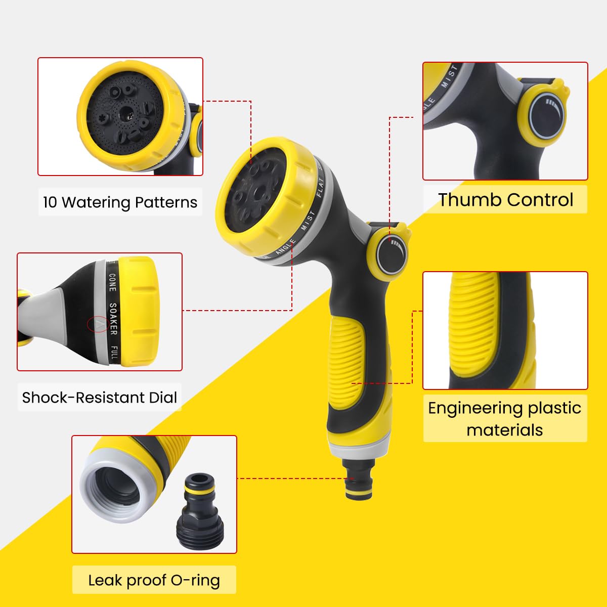 Serplex Hose Nozzle Sprayer with Multi Sprayer Adapters Gardening Hose Nozzle Sprayer with 10 Spray Modes Water Saving Hose Nozzle Sprayer Universal Hose Nozzle Sprayer for Irrigation, Car Washing
