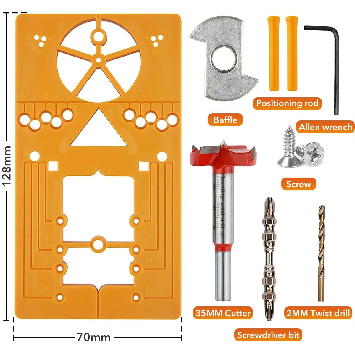 Serplex Cabinet Hinge Drill Guide Tool Set 35mm Concealed Hinge Jig Drill Guide Sets Hinge Guide Drill Bit Woodworking Hole Saw Cutter for Hinge Position Tools Cabinet Door Installation